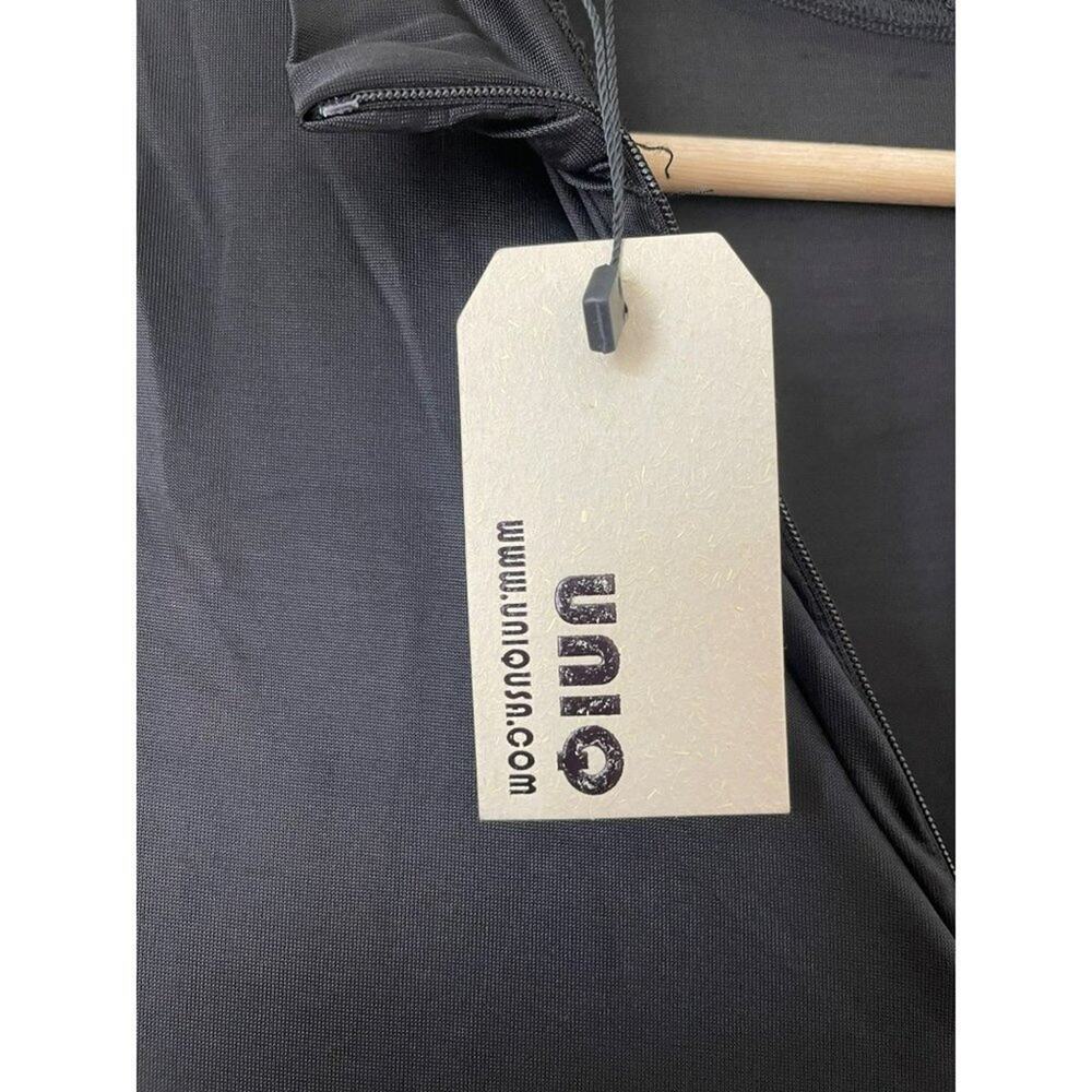 UNIQ Mock Turtleneck Short Sleeve Black Wide Leg Jumpsuit size Large NWT - Picture 4 of 6